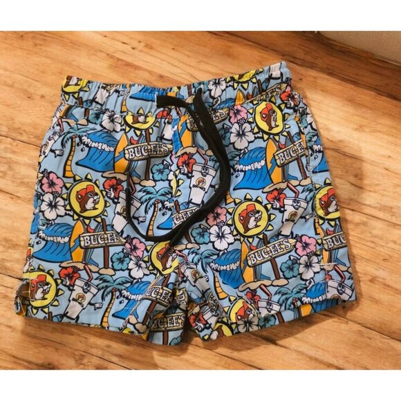 Buc-ee's Boys Swim Shorts Trunks Swimsuit Size 2T Mesh Lined Graphic Beaver Logo - Picture 1 of 6